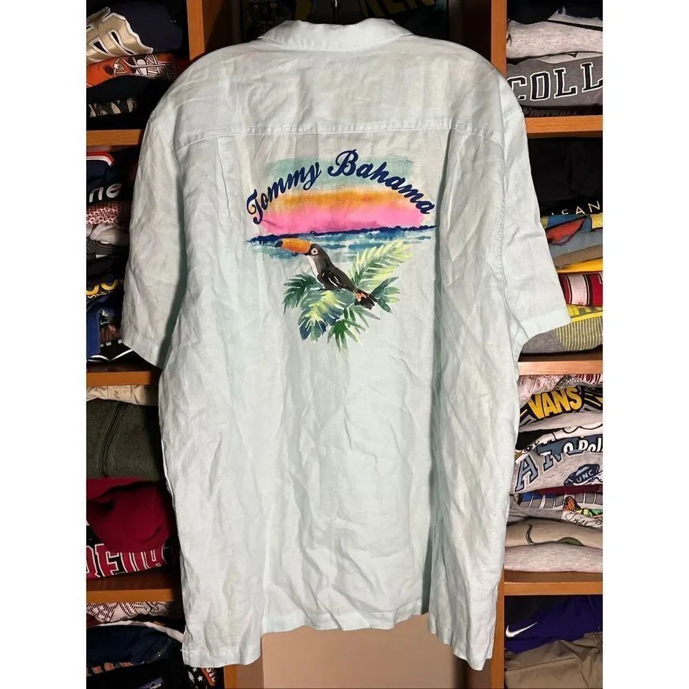 Tommy Bahama Men’s NWT Toucan Sunset Short Sleeve Button Linen Shirt
